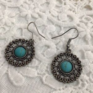 Vintage Style Turquoise and Silver Earrings